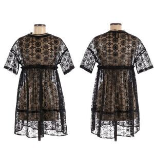 LEDIN Black Lace Babydoll Dress M